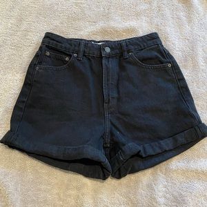High Rise Denim Shorts - Black